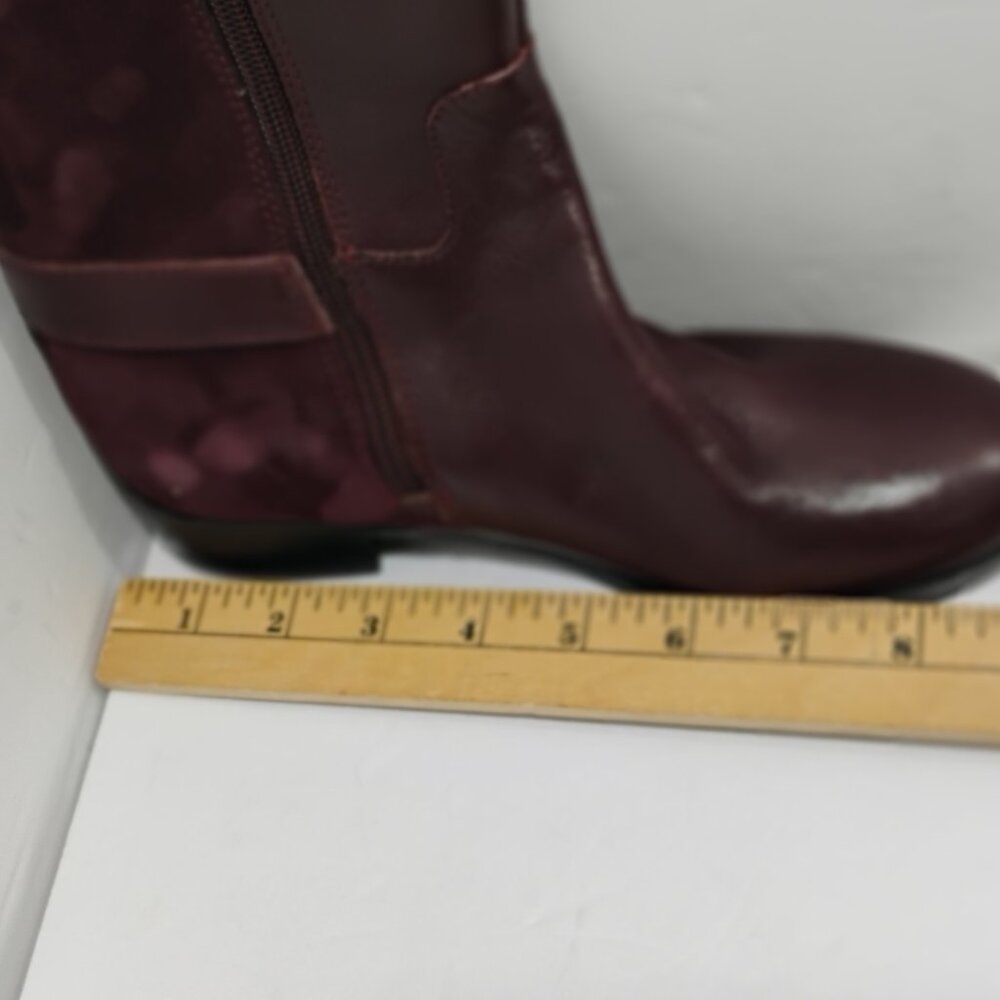 NWT Marc Fisher Womens 5M Suede Riding Boots Size 5M WIDE CALF Burgundy Zip - Picture 14 of 15